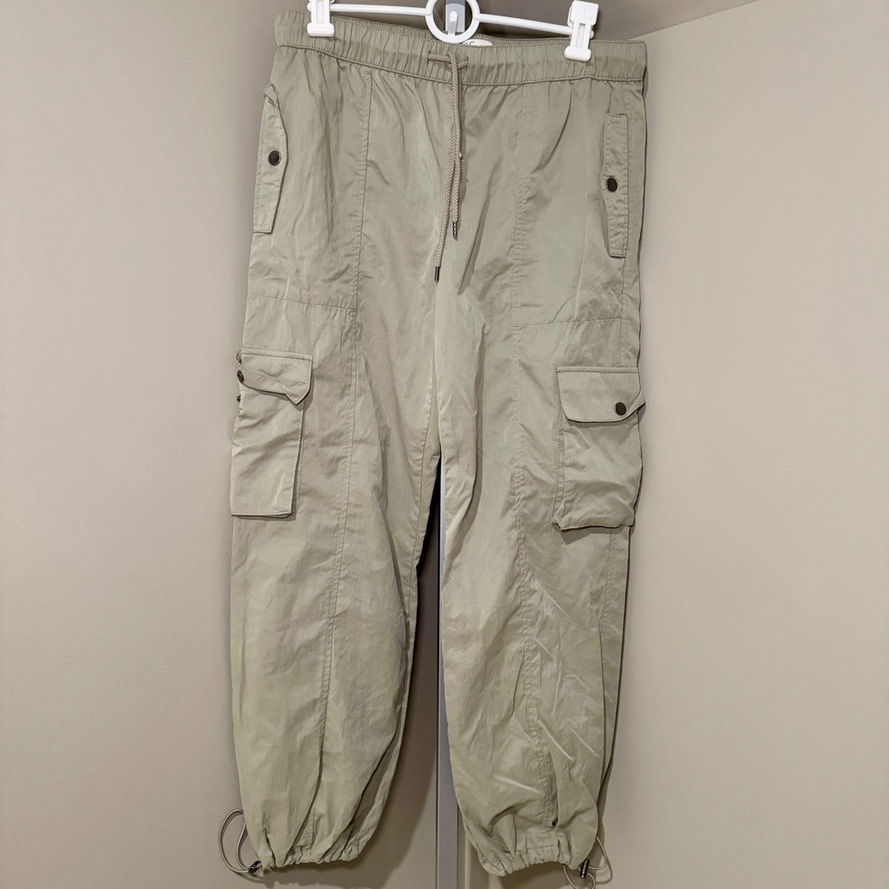 C&C California Women S Khaki Cargo Utility Pants Drawstring Waist Cropped